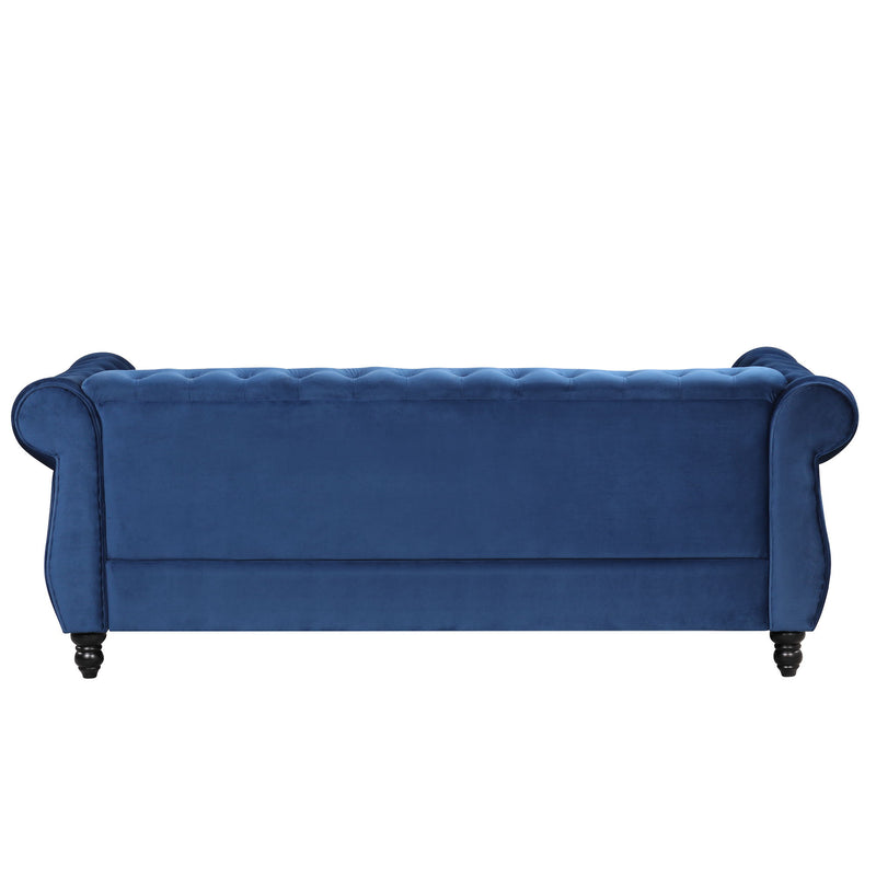 Modern Sofa Dutch Plush Upholstered Sofa, Wood Legs, Buttoned Tufted Backrest