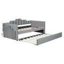 Twin Size Upholstered Daybed with Light and USB Port, Gray