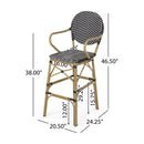 Outdoor Wicker And Aluminum French Barstools (Set of 2)