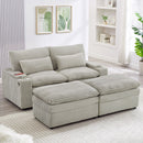 Loveseat Sofa Sectional Convertible With Storage And USB Ports - Gray