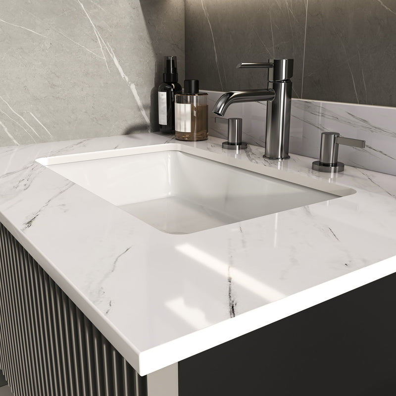 Bianco Carrara Venato Elegant Marble Vanity Top, Bathroom Vanity With Undermount Sink, Sintered Stone