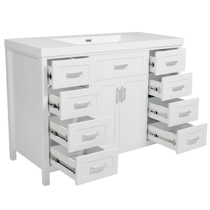 Bathroom Vanity With Sink, 2 Doors 8 Drawers, Soft Close System, Classic Design