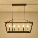 5 Light Farmhouse Kitchen Island Lighting, 5 Light Industrial Linear Chandelier For Dining Room Metal Hanging Pendant Light Fixture For Bedroom Living Room Hallway Conference Room - Matte Black