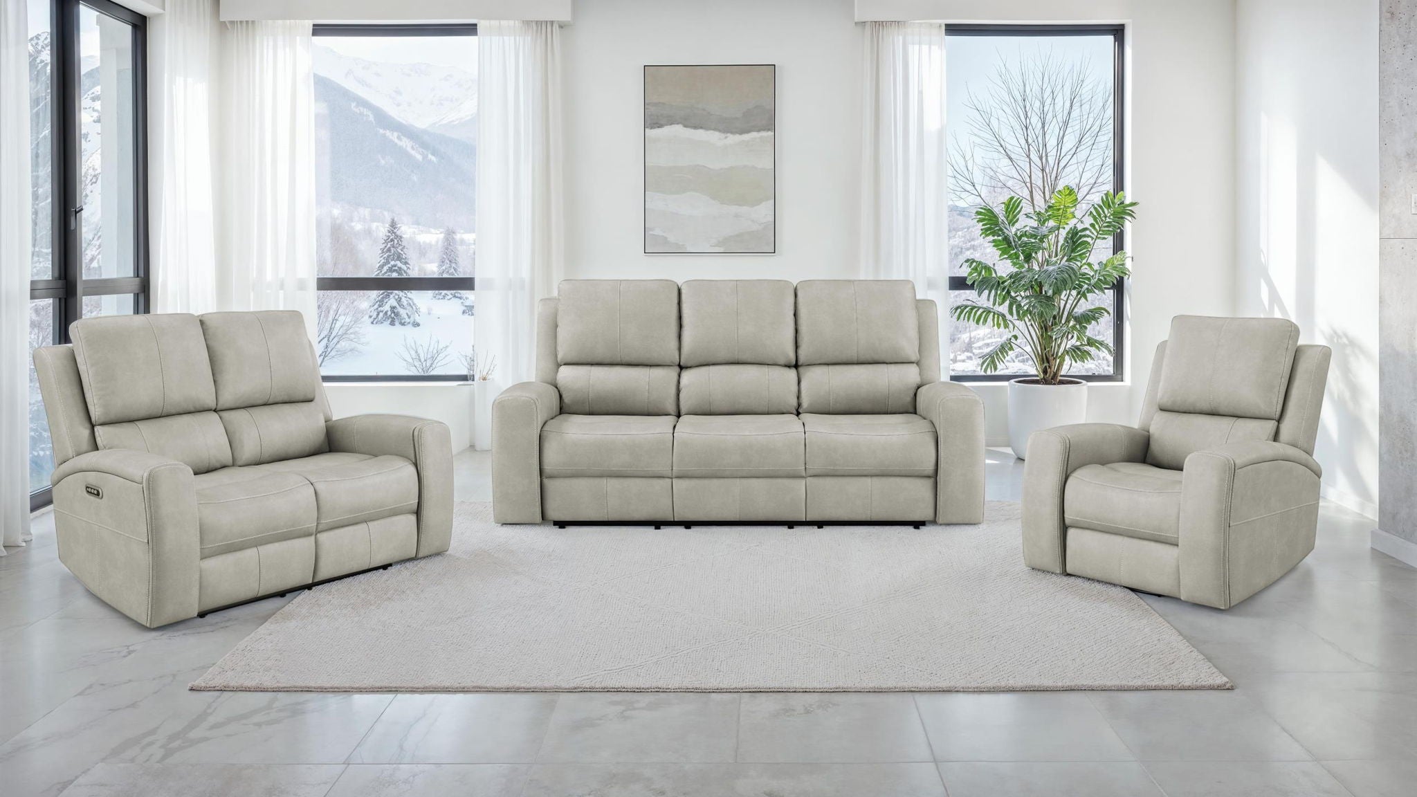 Brickston Triple Power Reclining Sofa Grey