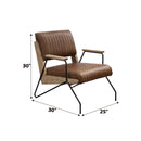 Eacnlz - Accent Chair - Cocoa Top Grain Leather & Matt Iron Finish - Atlantic Fine Furniture Inc