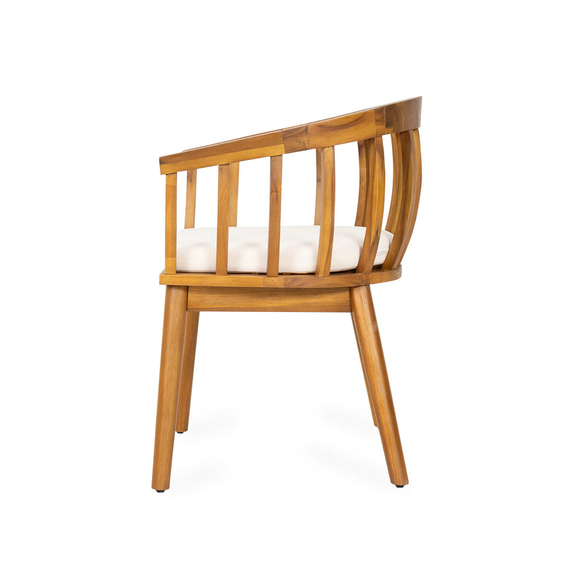 Klismos - Dining Armchair (Set of 2) - Teak / Beige