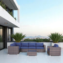 Wicker Seating Group Set With Table And Cushions