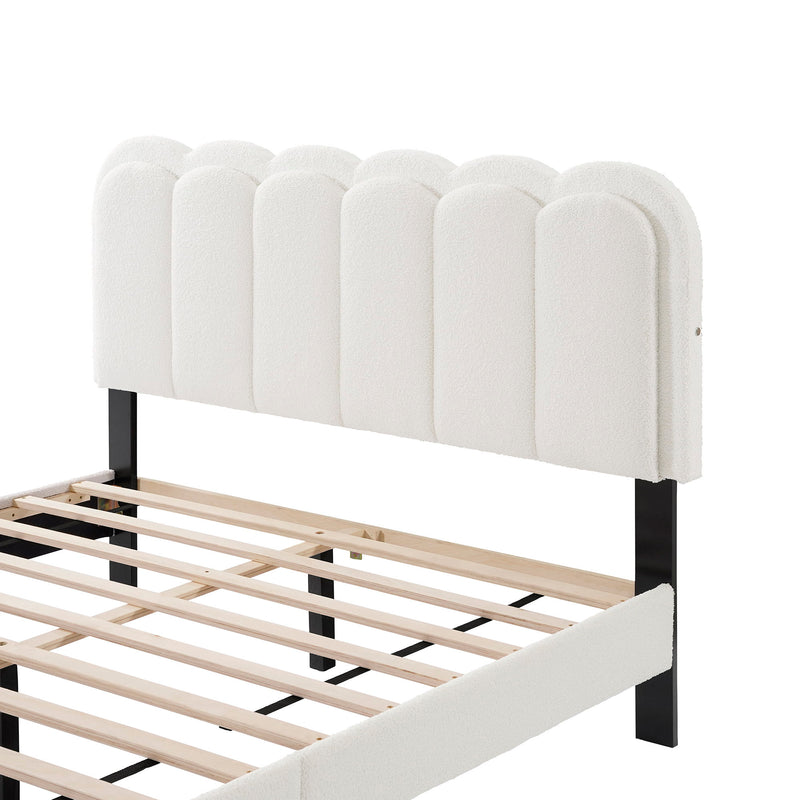 Lambswool Petal Headboard Bed Frame