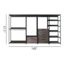 Monica - Wood Walk In Closet System, Powder Coated Metal Frame And Melamine - Rustic