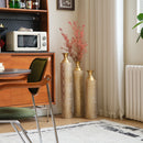 Metal Decorative Vases High Distress Metal Center Vases With Growing Vine Patterns, (Set of 3) Vases For Home Decoration - Gold