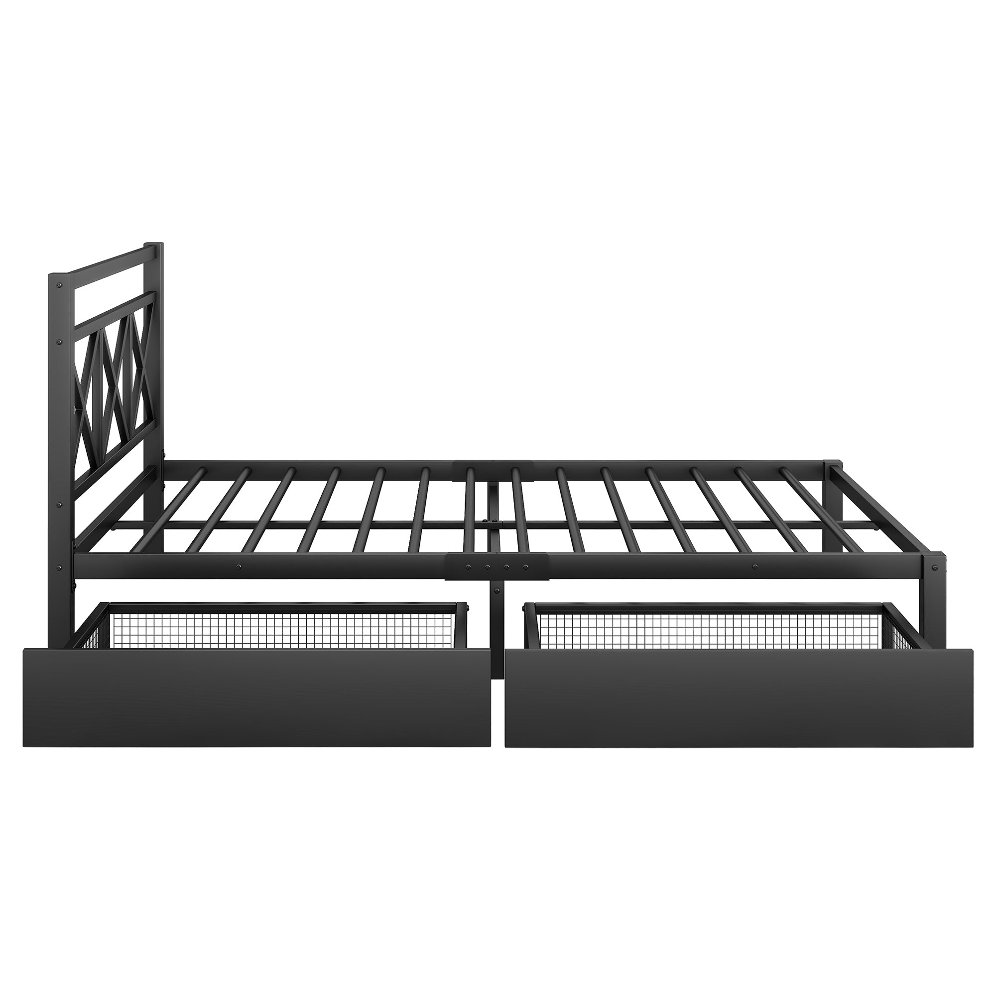 Metal Platform Bed with 2 Drawers, Queen (Black) - Atlantic Fine Furniture Melbourne FL