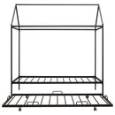 Twin Size Kids House Bed With Trundle, Metal House Bed Black