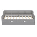 Twin Size Wooden Day Bed with Trundle for Guest Room, Small Bedroom, Study Room, Gray