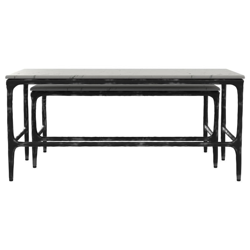 Ebby - 2 Piece Genuine Marble Top Nesting Coffee Tables - White