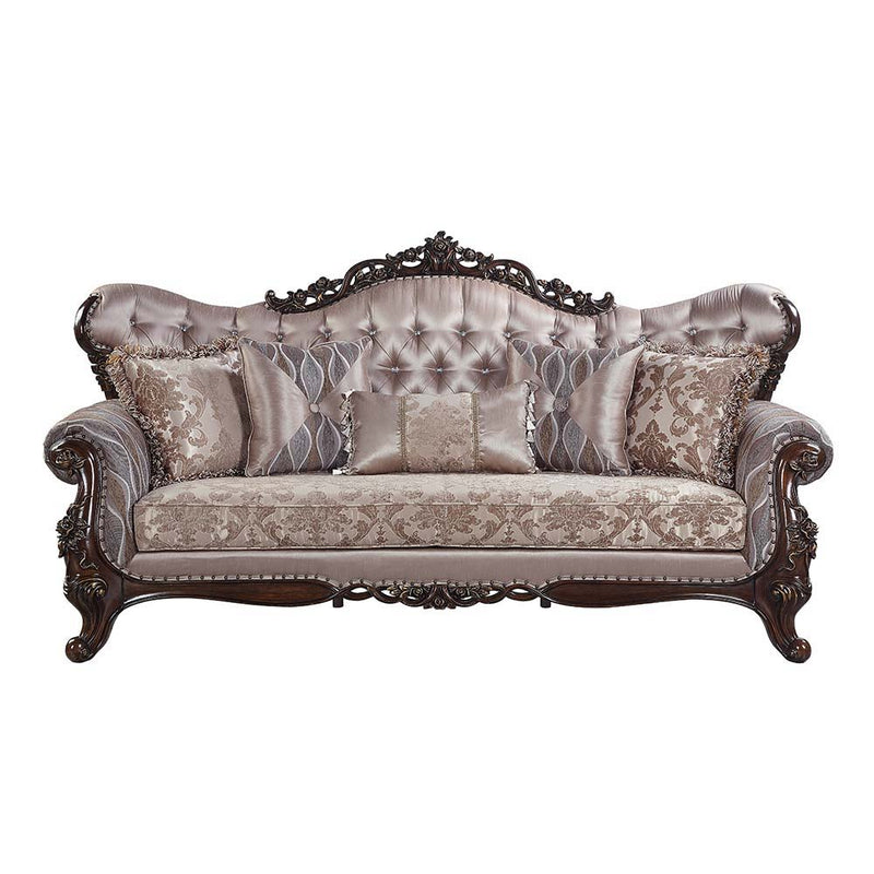 Benbek - Sofa - Fabric & Antique Oak Finish