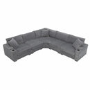 Convertible L Shaped Sectional Corner Couch With Armrest Storage Cup Holders USB Charger, Irregular Corner Oversized Comfy Modular Sofa