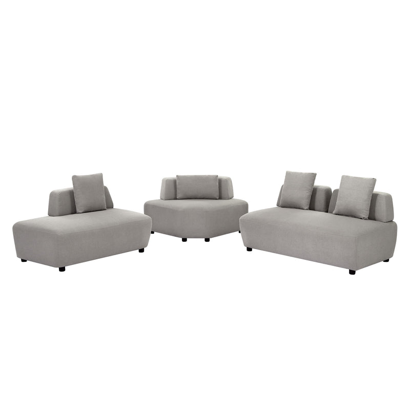 Contemporary 3 Piece Sectional Sofa Free Convertible Sofa With Four Removable Pillows For Living Room