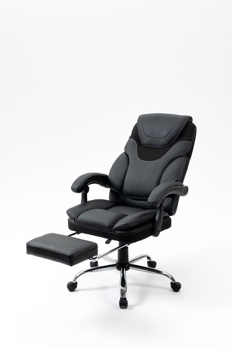 Massage Reclining Office Chair With Footrest, High Back Computer Chair Home Desk Ergonomic Executive Office Chair With Armrests, Adjustable Height - Black