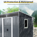 Outdoor Metal Storage Shed With Window And Transparent Plate For Garden, Lawn