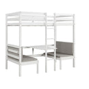 Functional Loft Bed(turn into upper bed and down desk,cushion sets are free),Twin Size,White