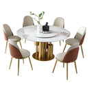 Round Stone Burning Table, Modern Marble Dining Table With Chairs