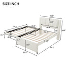 Full Size Upholstered Platform Bed With Adjustable Trundle - Beige