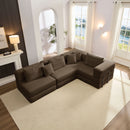 Modular L Shaped Floor Living Room Sofa Set With 6 Pillows