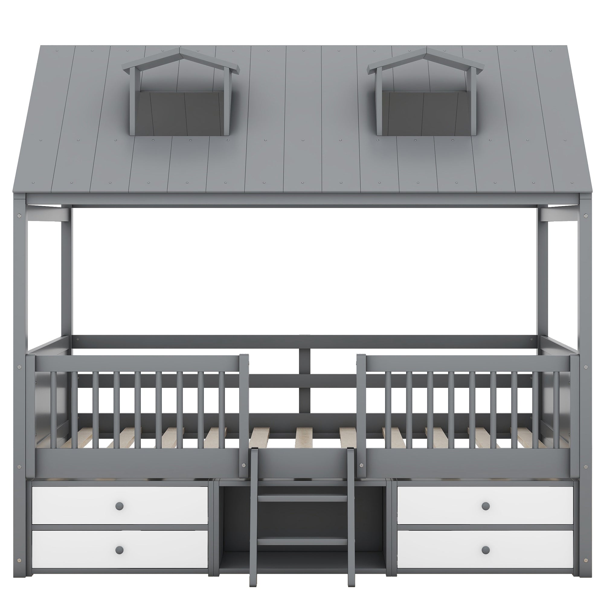 Full Size Wood Bed House Bed Frame,Gray - Atlantic Fine Furniture Melbourne FL