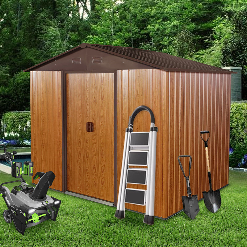 Outdoor Metal Storage Shed With Floor Base