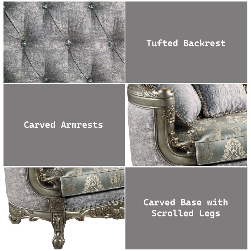 Miliani - Loveseat With 3 Pillows - Antique Bronze