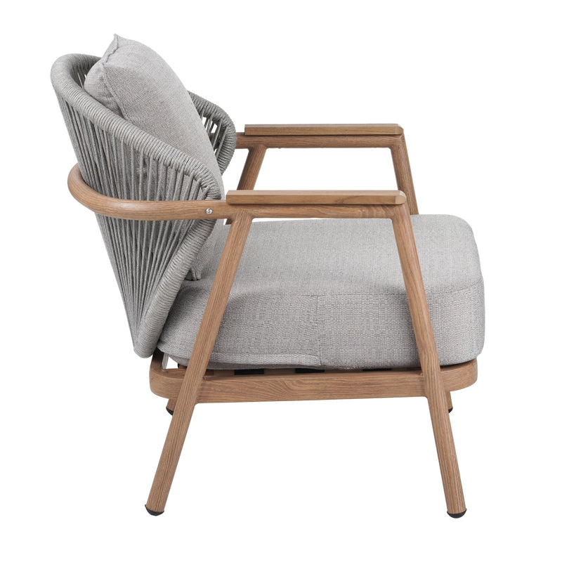 Orla - Outdoor Rope Club Chair, Cushion (Set of 1) - Teak / Taupe