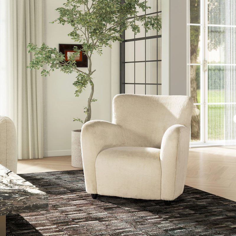 Wolffe - Curved Arm Accent Chair - Creme De La Creme White