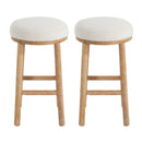 Rubber Wood & Fabric Counter Stool 300Lb Capacity, Easy Assembly For Home & Commercial Use (Set of 2) - Natural / Beige