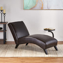 Upholstered Leather Chaise Lounge With Curved Design - Brown