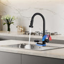 3 In 1 Kitchen Faucet With Press Type Glass Rinser, High Arc Pull Down Sprayer