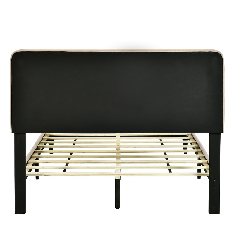 Full size Upholstered Platform Bed with Storage Headboard, Sensor Light and a set of Sockets and USB Ports, Linen Fabric, Beige