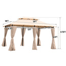 Outdoor Patio Gazebo Tent With Ventilated Double Roof And Sidewall