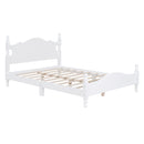 Full Size Wood Platform Bed Frame,Retro Style Platform Bed with Wooden Slat Support,White