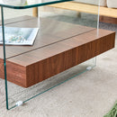 Modern 2 Tier Square Coffee Table, Elegant Marble Pattern