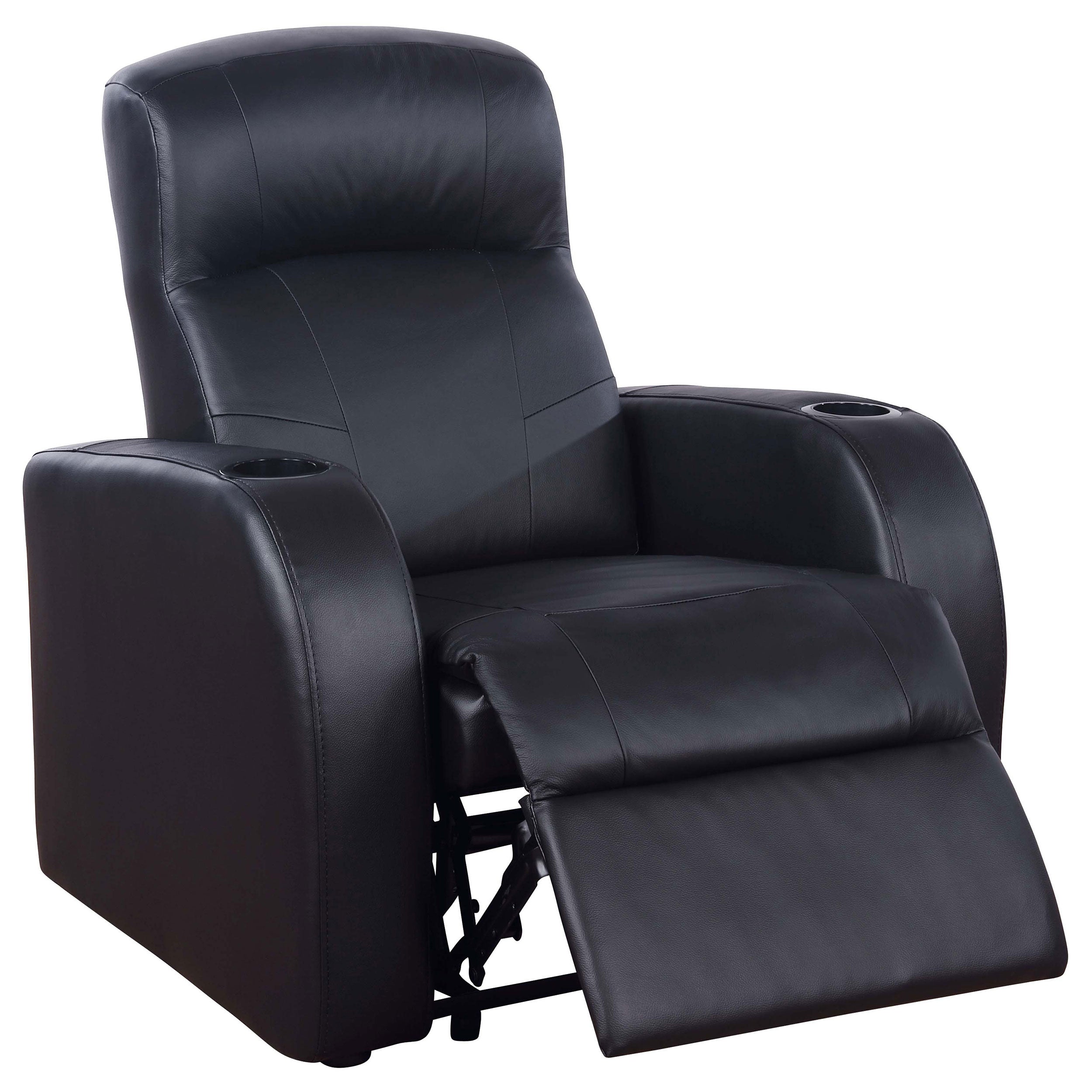 Cyrus Upholstered Track Arm Recliner Black — view 3