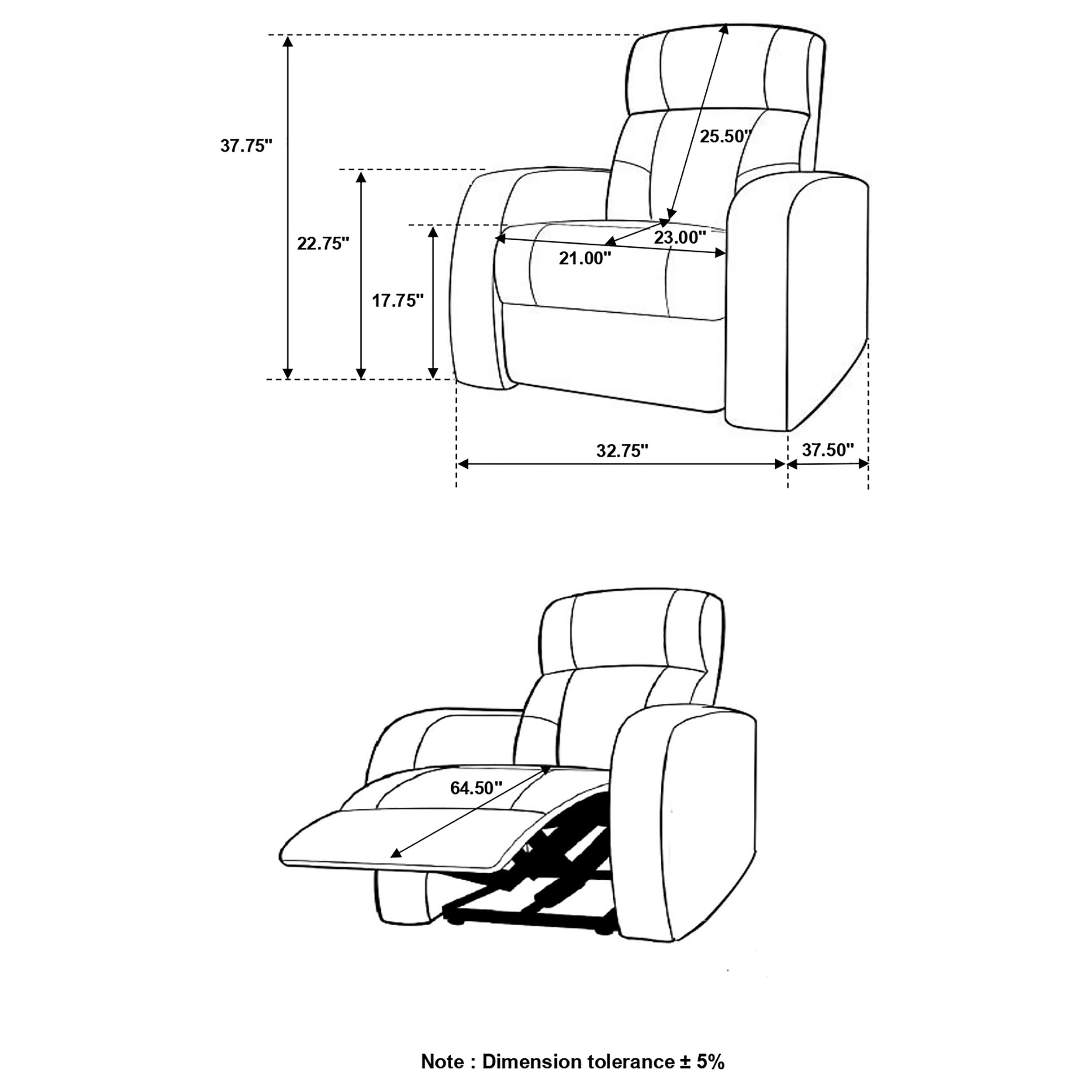 Cyrus Upholstered Track Arm Recliner Black — view 9