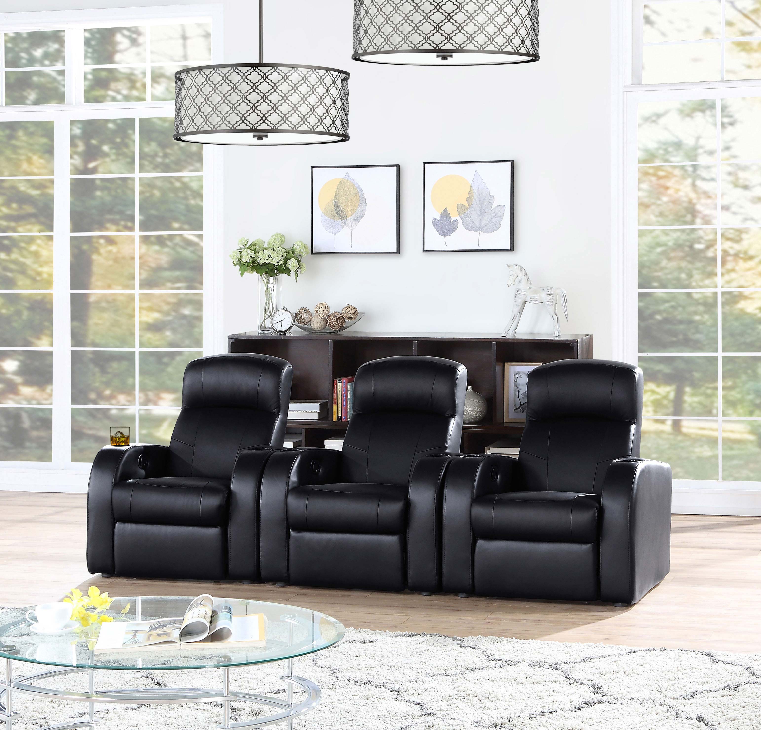 Cyrus Upholstered Track Arm Recliner Black — view 11
