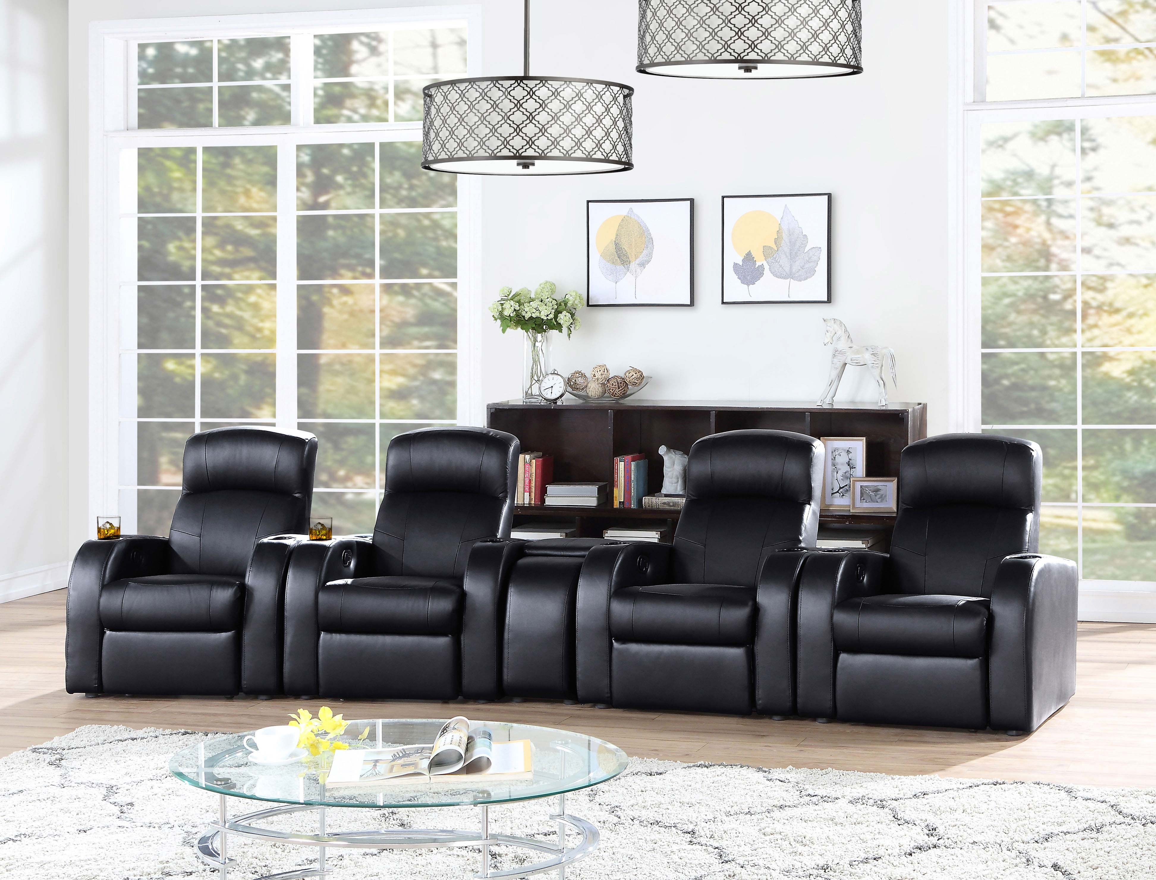 Cyrus Upholstered Track Arm Recliner Black — view 13