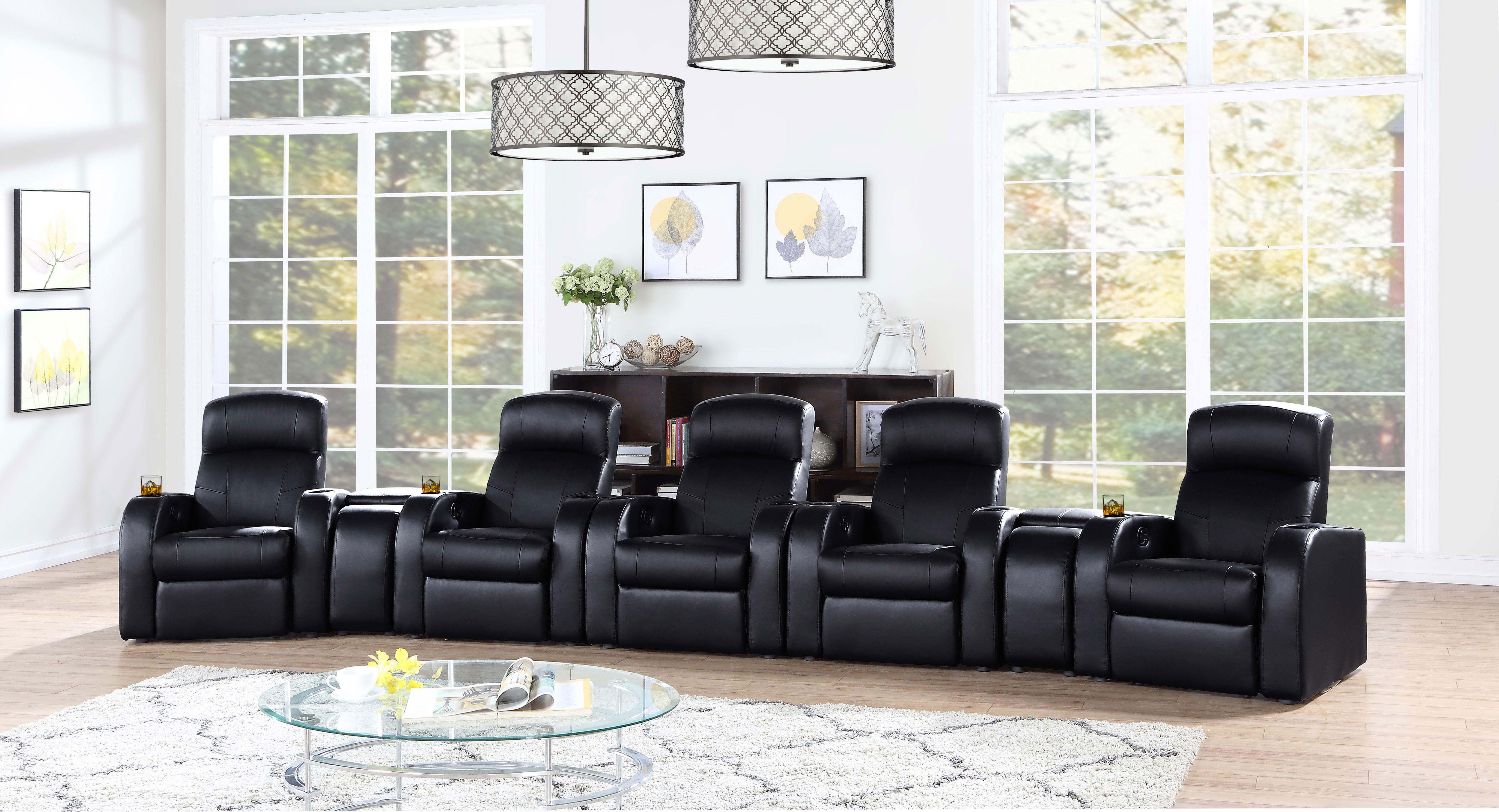 Cyrus Upholstered Track Arm Recliner Black — view 15