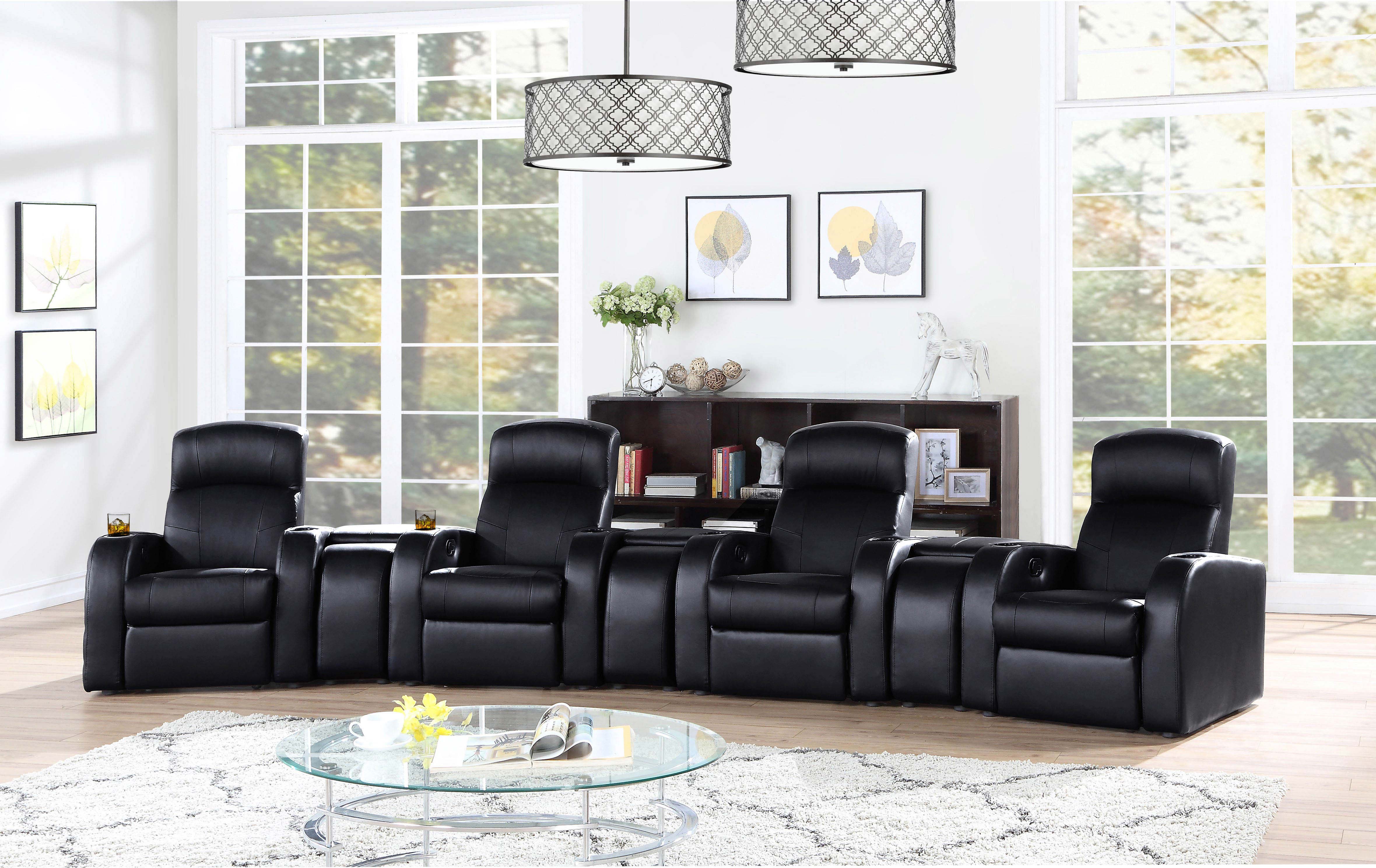 Cyrus Upholstered Home Theater Storage Wedge Console Black — view 6
