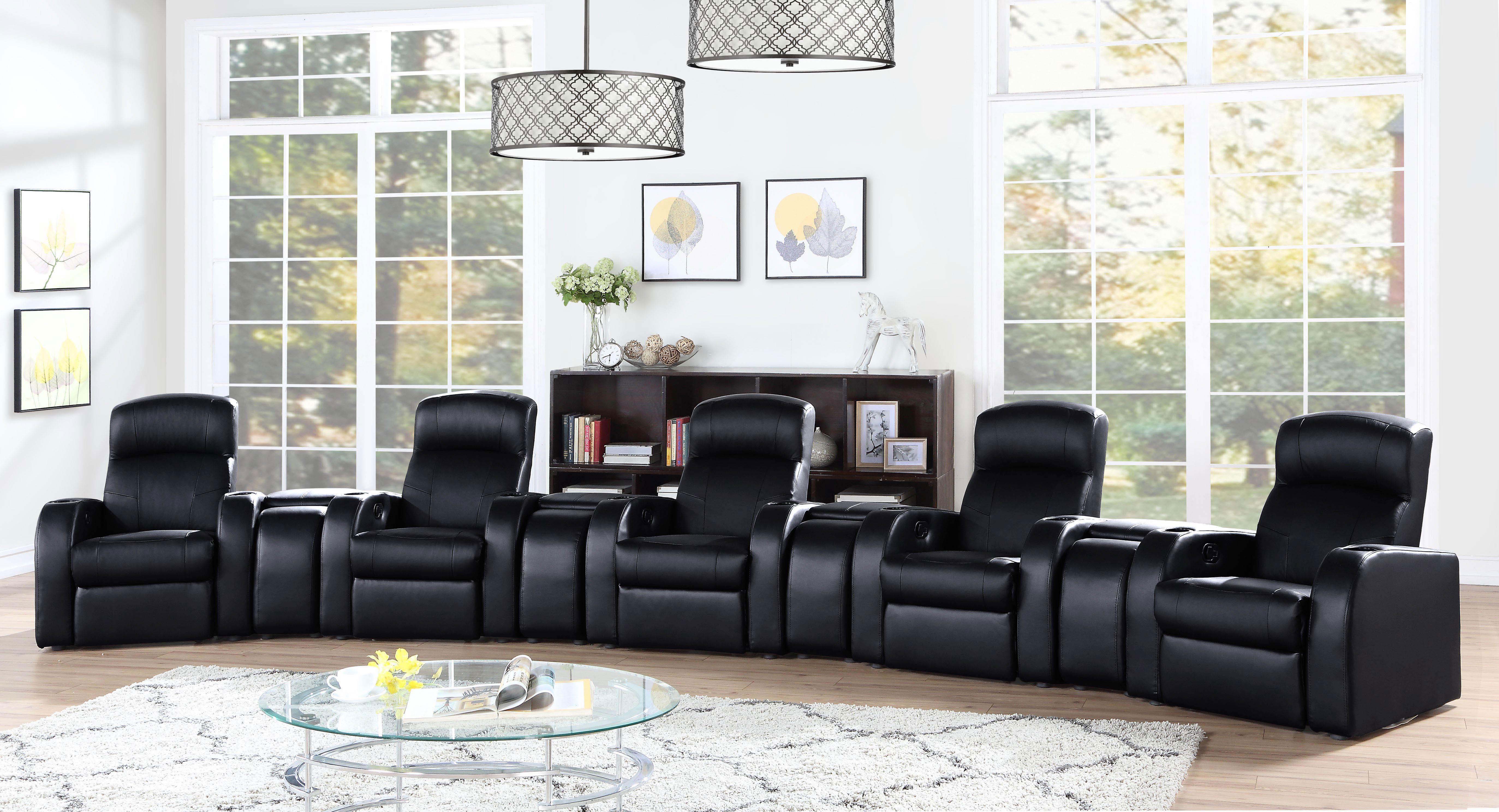 Cyrus Upholstered Home Theater Storage Wedge Console Black — view 7