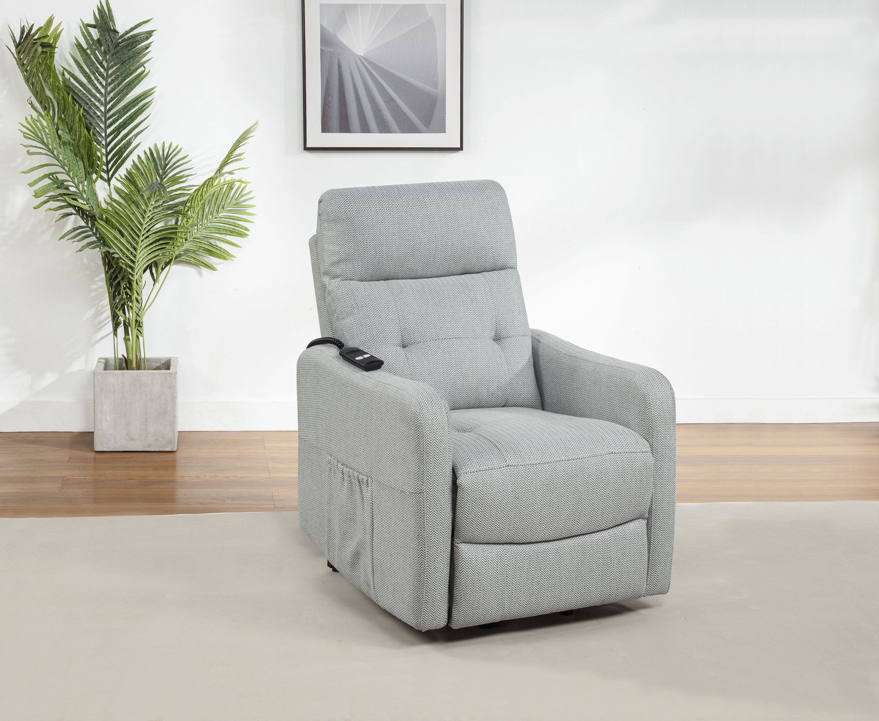 Dayes Upholstered Power Lift Recliner Chair Light Grey — view 2