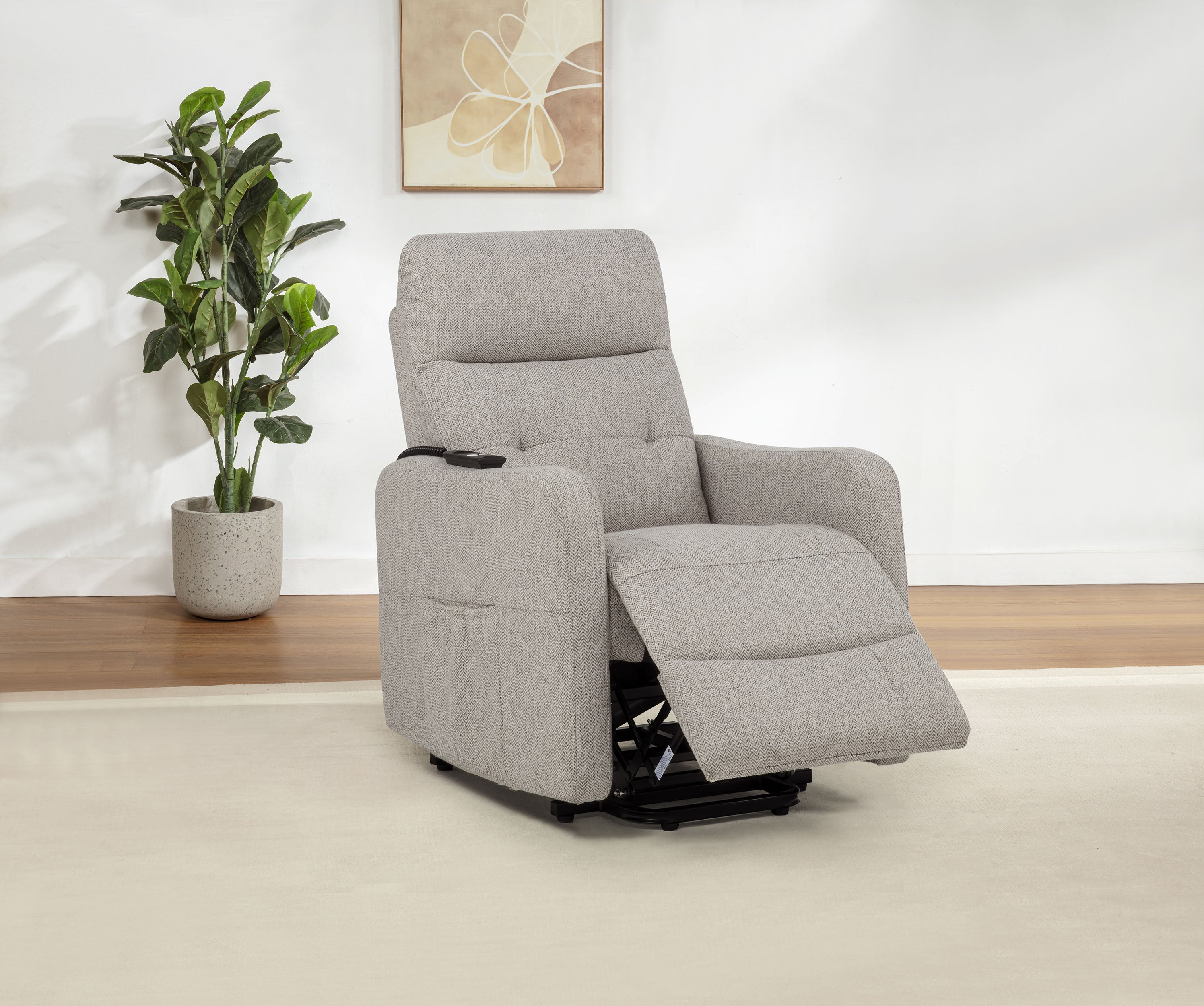 Dayes Upholstered Power Lift Recliner Chair Taupe — view 3