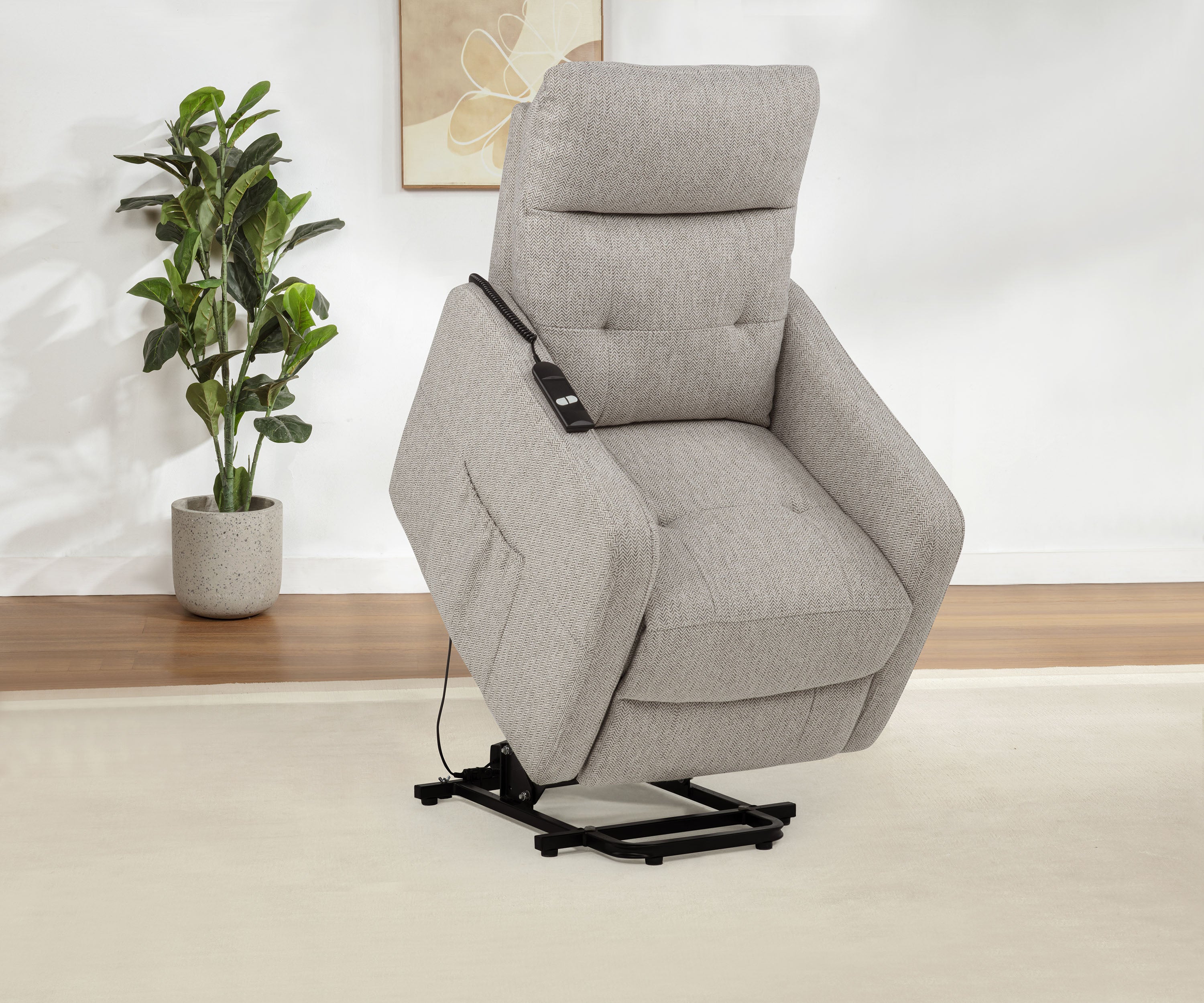 Dayes Upholstered Power Lift Recliner Chair Taupe — view 4