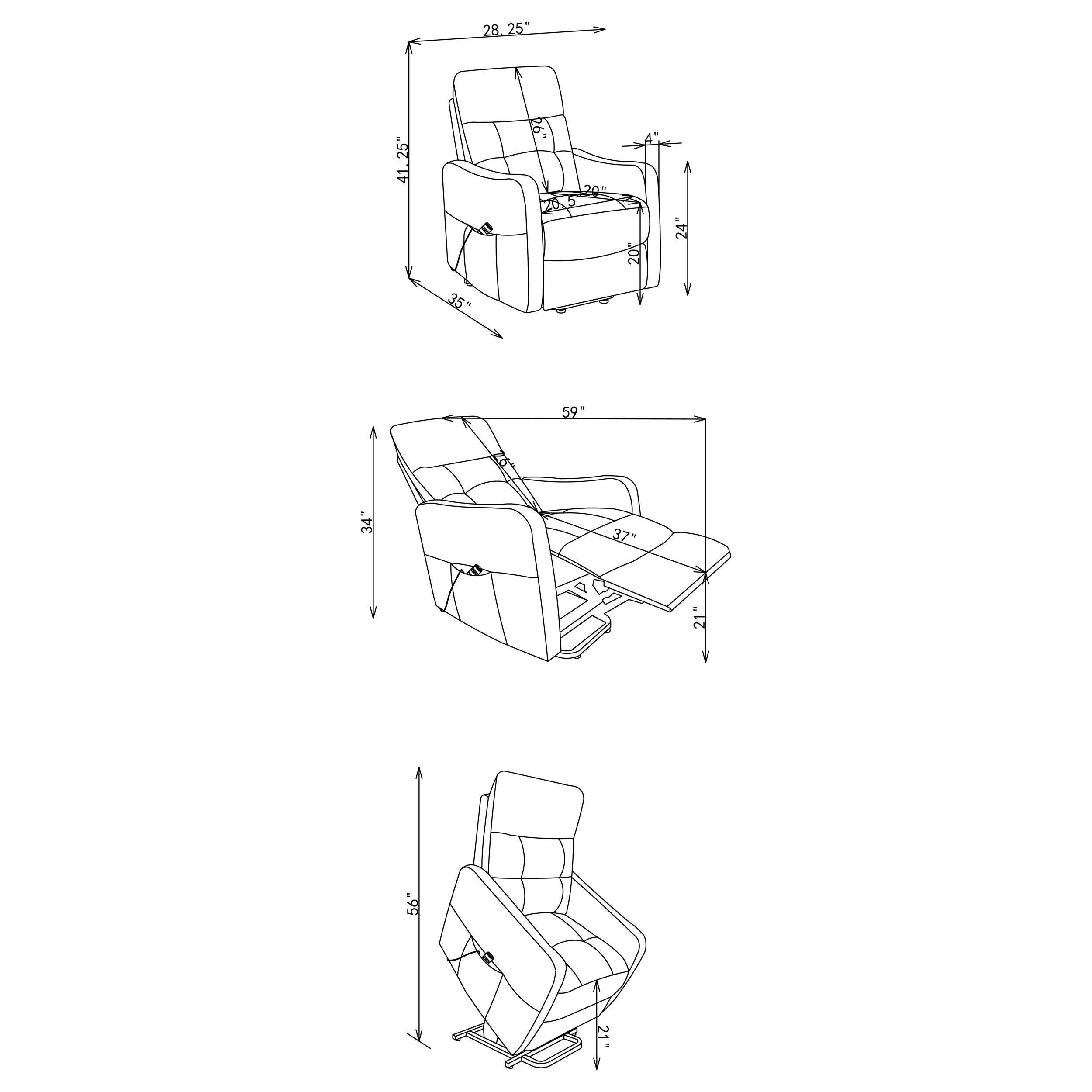 Dayes Upholstered Power Lift Recliner Chair Taupe — view 18